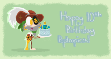 "Happy 10th Birthday Poptropica!"